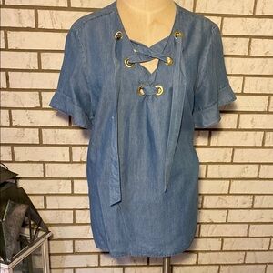 Michael Kors Denim Lace-Up Top